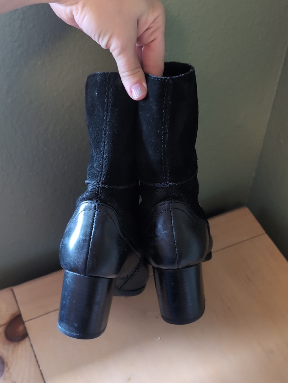 Born Black Leather & Suede Patchwork Upper Boots - Picture 6 of 9